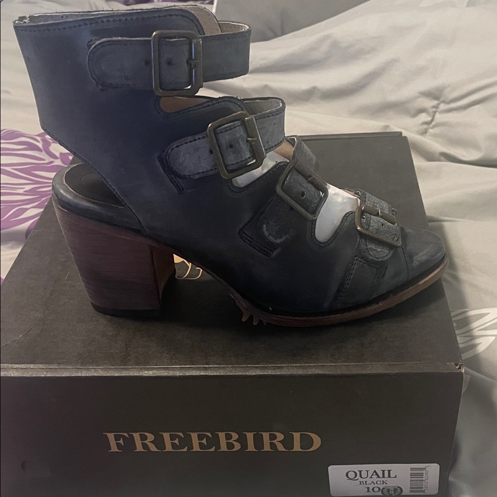 Freebird by Steven Quail Leather Multi-Buckle Block Heel Sandal